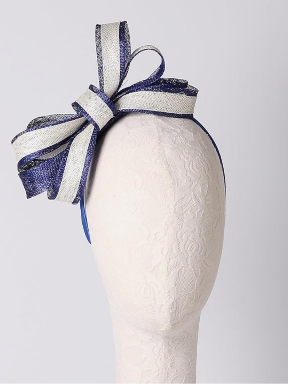 Royal and Beige Fascinator Headpiece - Women Accessories - Picture 2 of 3